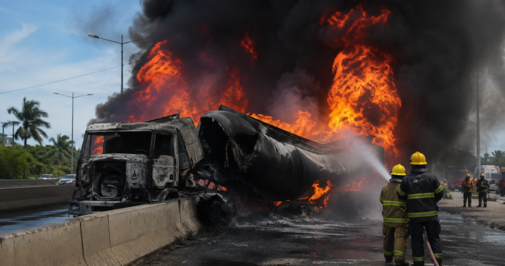 Explosión de camión cisterna en la Circunvalación de Haina deja tres fallecidos